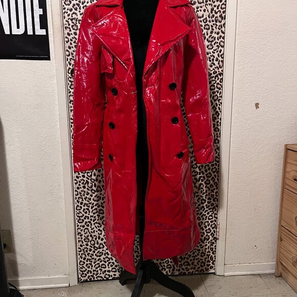 Red Rain/Trench Coat - Picture 3 of 4